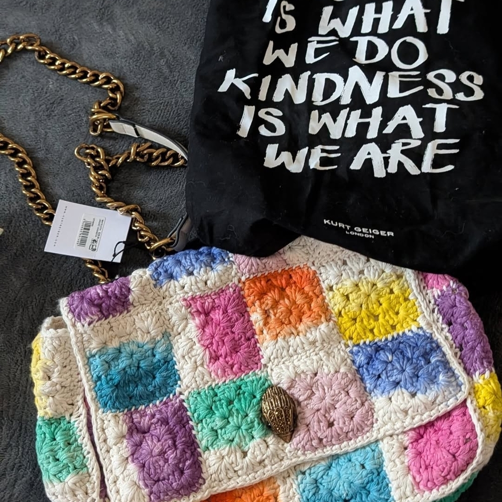 Kurt Geiger Multicolor Crochet Patchwork Crossbod… - image 1